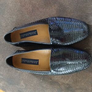 Giorgio Brutini Le Glove Loafers Black Size 8D Stitched Detailing Leather Uppers
